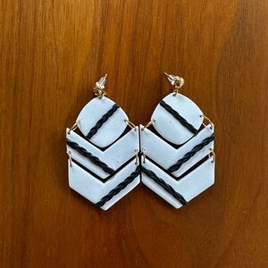 NWOT Black and White Chevron Clay Earrings
